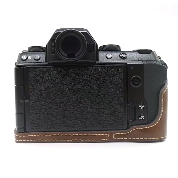 Fujifilm X-S10 halvkroppsskydd i läder - Kaffe Brun