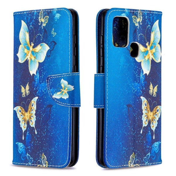 Wonderland Samsung Galaxy A21s Flip Etui - Guld Sommerfugle Multicolor