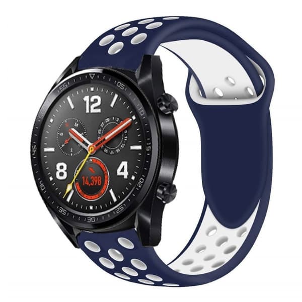 Huawei Watch GT armband i silikonstål - Vit Blå