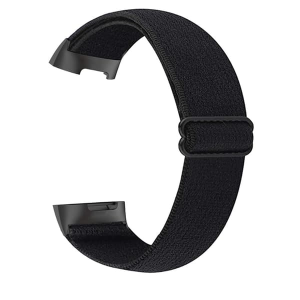 Elastisk nylon + mønstret klokkerem til Fitbit Charge 5 - Svart Black