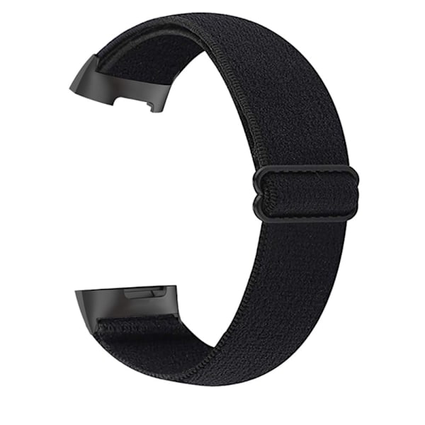 Elastisk nylon + mønstret urrem til Fitbit Charge 5 - Sort Black