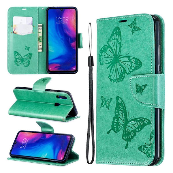 Butterfly Xiaomi Redmi Note 7 / Note 7 Pro / Note 7S etui – Grøn Green