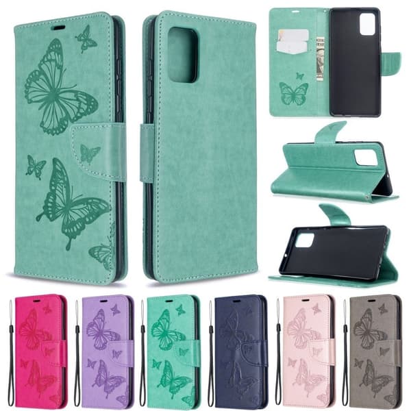 Butterfly Samsung Galaxy A71 flip case - Grå Silver grey