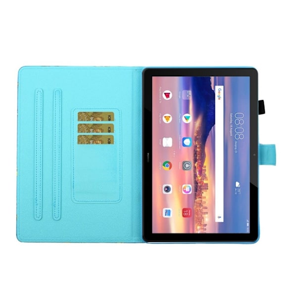 Huawei MediaPad T5 läderfodral med coolt mönster - Lilla Lejonet Blå