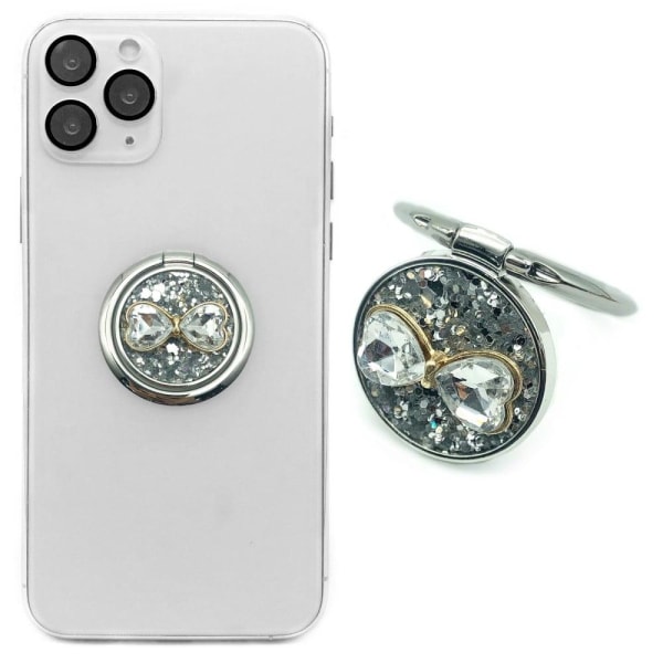Universal bowknot glitter decor phone ring stand - Sølv Silver grey