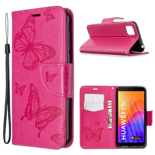 Butterfly Huawei Y5p / Honor 9s Flip Etui - Rose Pink