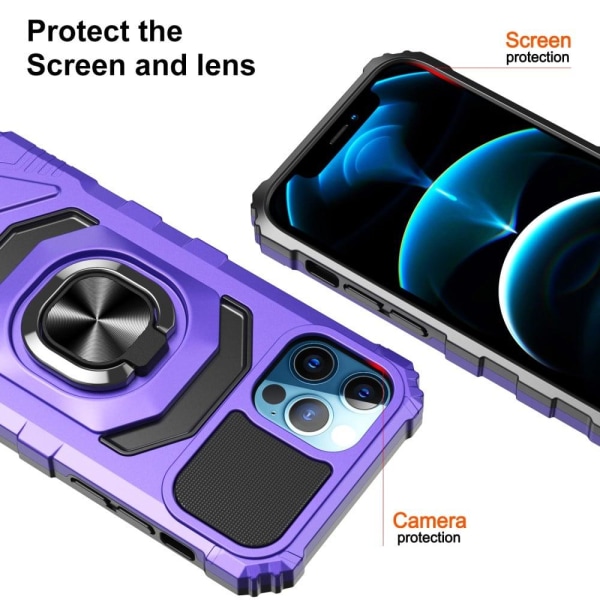 Durable hard plastic cover with soft inside and kickstand for iP Purple