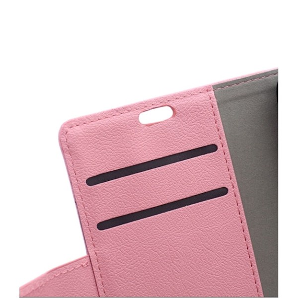 Läderfodral med Korthållare för Huawei Y5 Y560 - Rosa Rosa