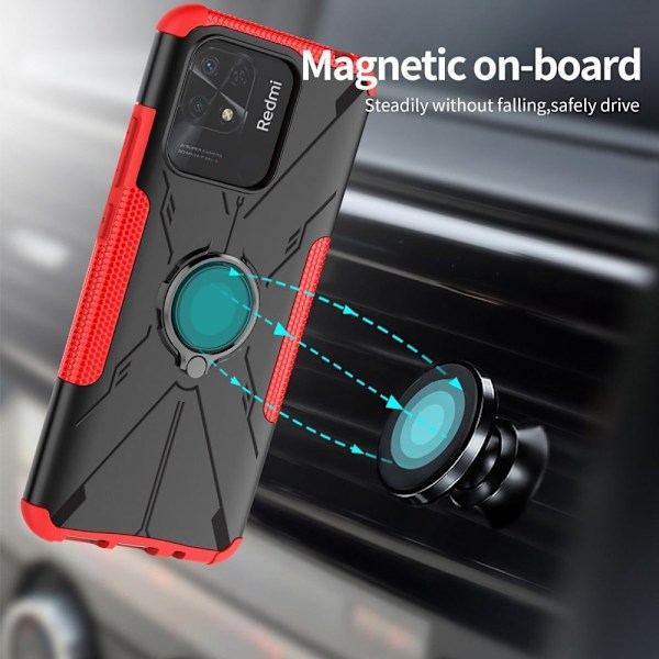 Kickstand-skydd med magnetiskt ark för Xiaomi Redmi 10 Power / Redmi 10C - Blå Blå