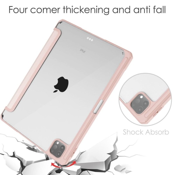 iPad Pro 11 (2021) transparent TPU + PU leather flip case - Pink Pink