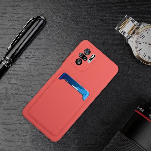 Card Holder Suojakuori For Xiaomi Redmi Note 10 / Note 10s - Coral Orange