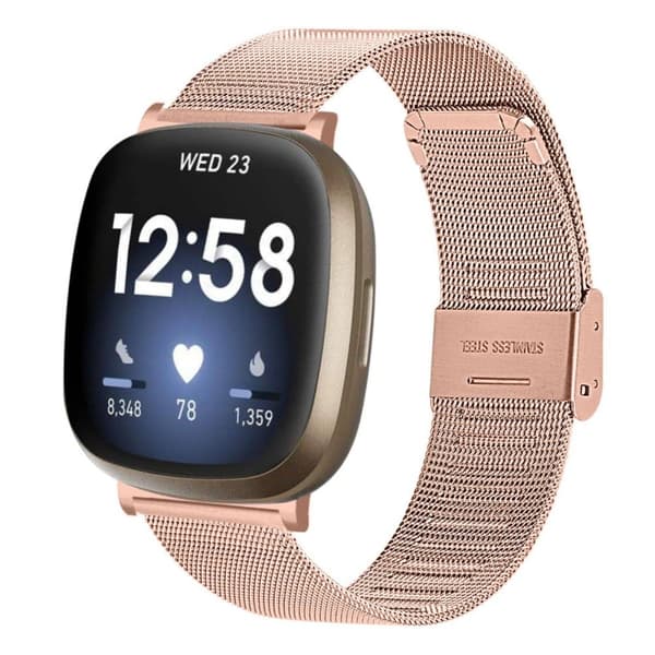 Fitbit Sense / Versa 3 milanesisk klokkerem - Rose Gull Pink