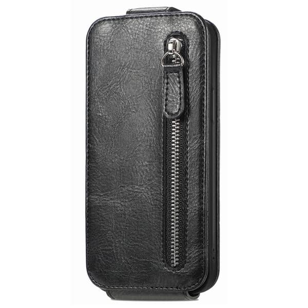 Vertical Flip Phone Etui med Zipper til Motorola Moto E13 - Sort Black
