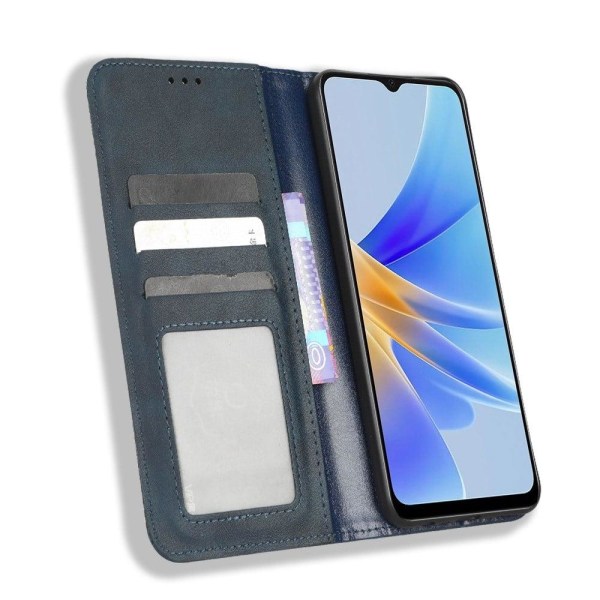 Bofink Vintage läder Oppo A17 fodral - Blå Blå