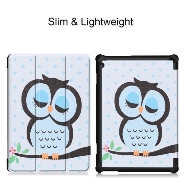 Lenovo Tab M10 tri-fold pattern leather case - Sleeping Owl multifärg