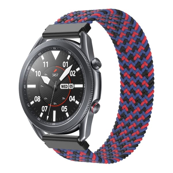 Samsung Galaxy Watch 3 (45 mm) elastisk nylon-urrem - Sort / Rød / Rød Multicolor