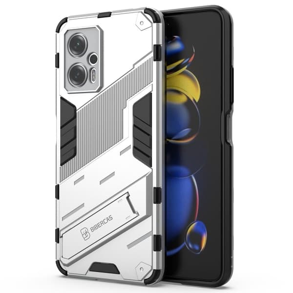 Shockproof Hybrid Deksel med A Modern Touch til Xiaomi Poco X4 Gt / Note 11t Pro / 11t Pro Plus - Sølv Silver grey