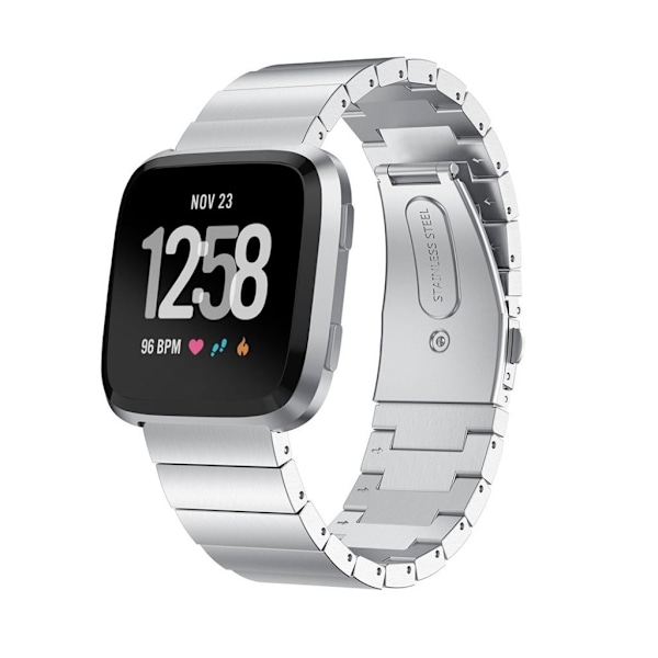 Fitbit Versa 22mm Klassisk rustfrit stål urrem - sølv Silver grey