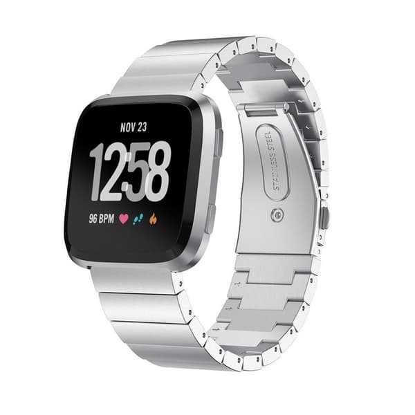 Fitbit Versa urlänk träningsklocka rostfri stål allergifri andningsbar - Silver Silvergrå