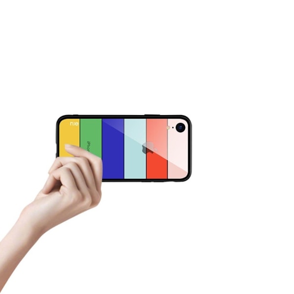 NXE iPhone Xr mobilskal härdat glas silikonram - Stil A multifärg