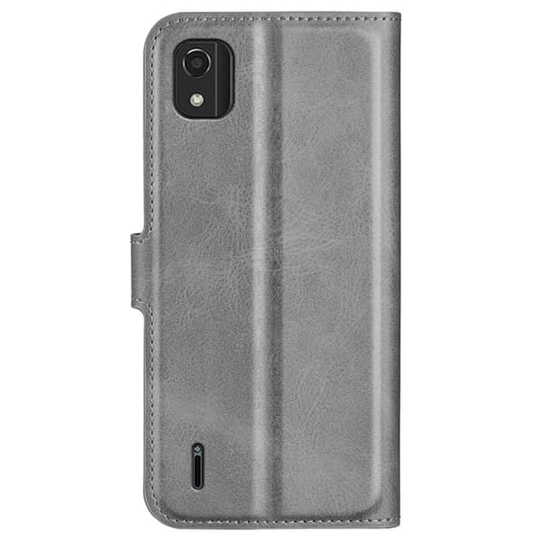 Nokia C2 2nd Edition læderetui med pung - Sølv/Grå Silver grey
