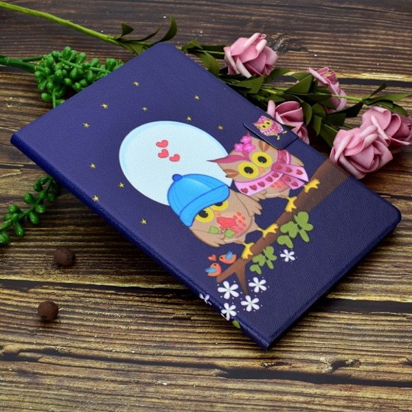 Samsung Galaxy Tab A 10.5 kuviollinen synteetti nahkainen suojakotelo kortti paikoilla - Pöllöt Haaralla Multicolor