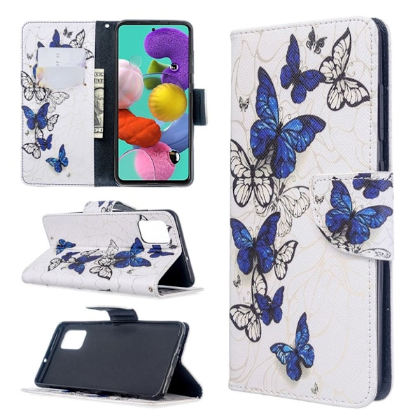Wonderland Samsung Galaxy A51 flip kuoret - Sininen Perhonen Multicolor