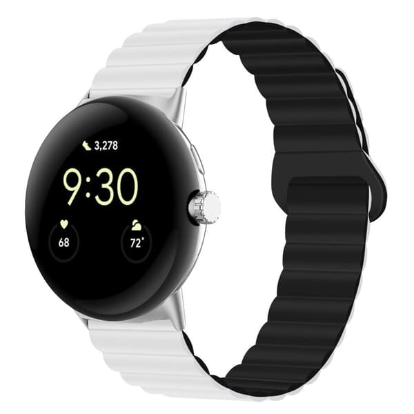 Google Pixel Watch kaksivärinen silikonikellon hihna - Valkoinen / Musta White
