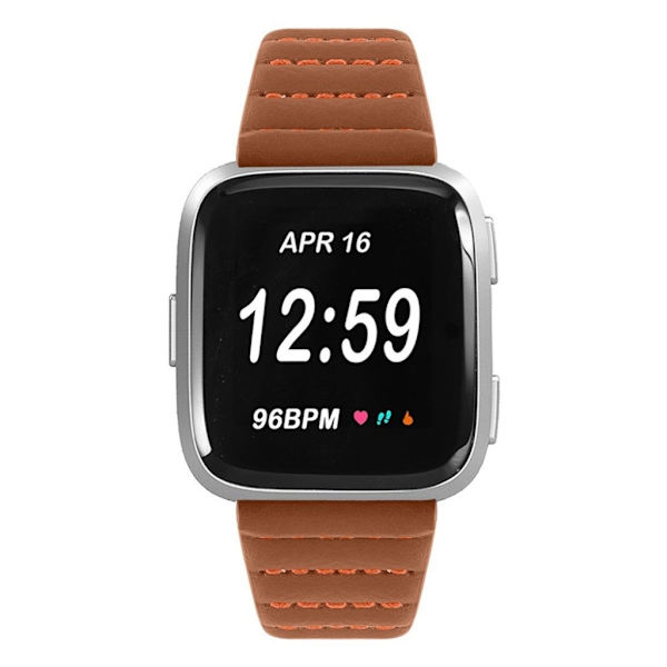 Fitbit Versa / Versa Lite klockarmband i äkta läder - Brun Brun