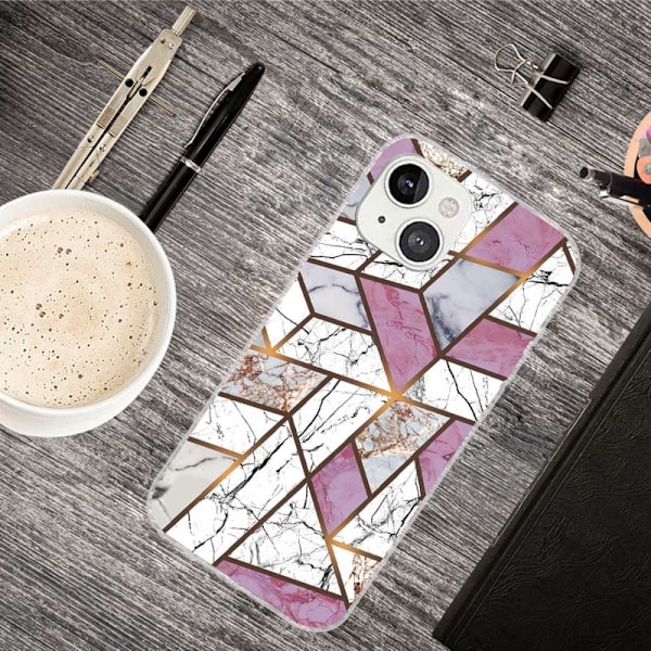 Marble design iPhone 14 cover - Rose / Hvid / Grå Marmor Multicolor