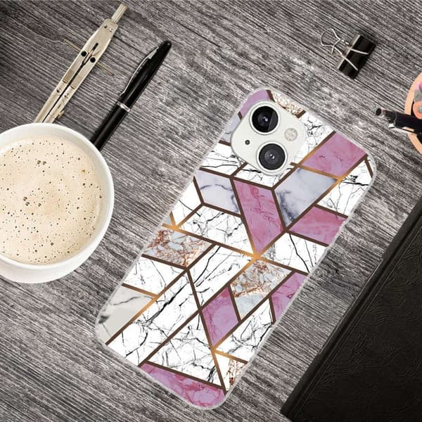 Marble design iPhone 14 kotelot - Ruusu / Valkoinen / Harmaa Marmori Multicolor