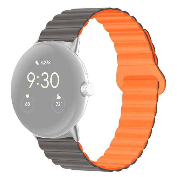 Google Pixel Watch dual-color silicone watch strap - Grey / Oran Orange