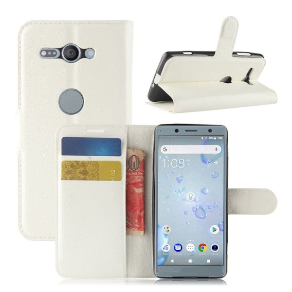 Sony Xperia XZ2 Compact litchi tekstur PU læder flip etui - hvid White