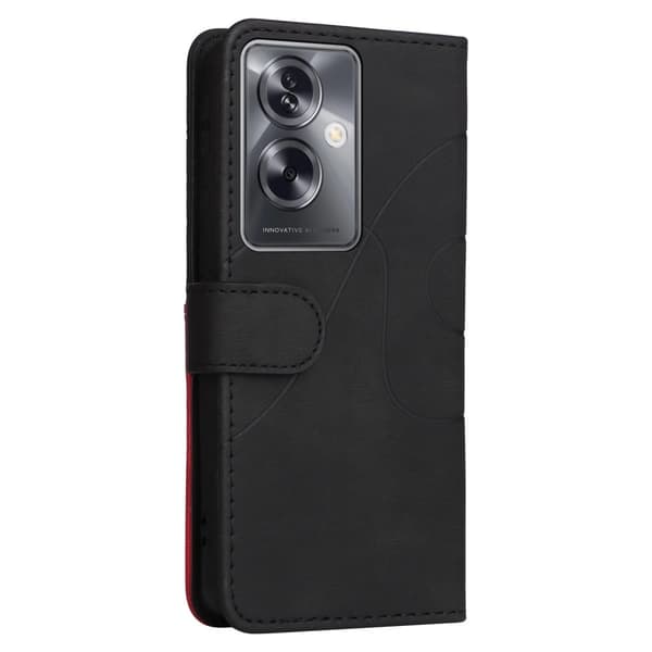Tekstureret Oppo A79 læderetui med rem - Sort Black
