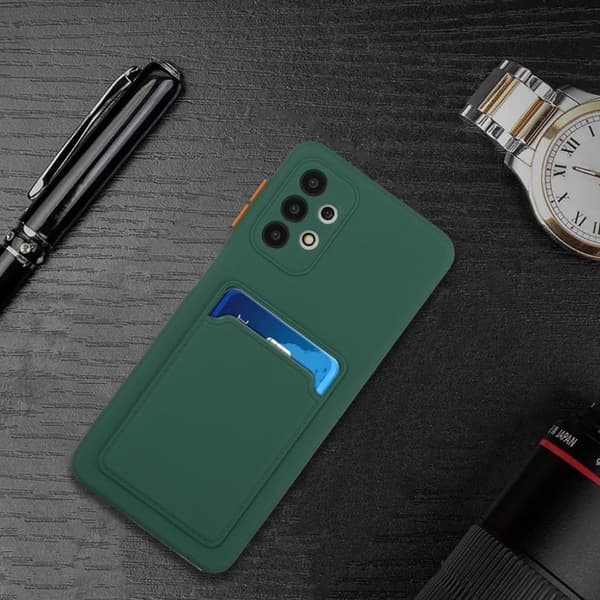 Card Holder Deksel til Samsung Galaxy A32 5G - Mørkegrønn Green