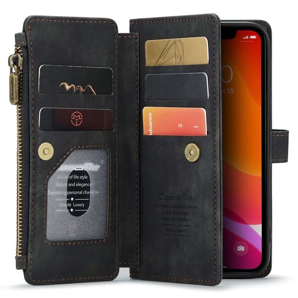 Rombemønster, matt flip-deksel for iPhone 12 Pro / iPhone 12 - Svart Black
