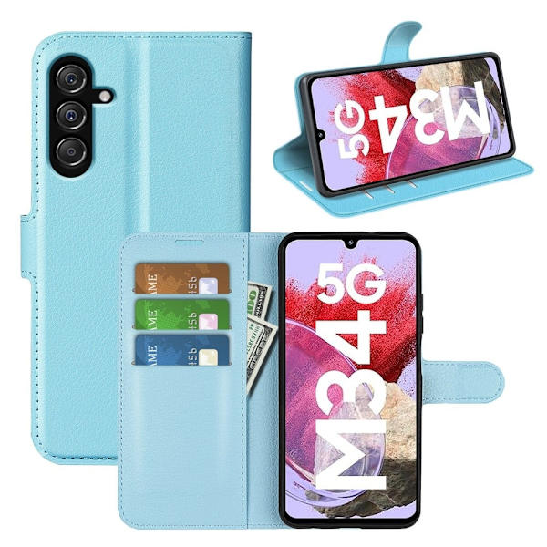 Klassisk Samsung Galaxy M34 Flip Etui - Blå Blue