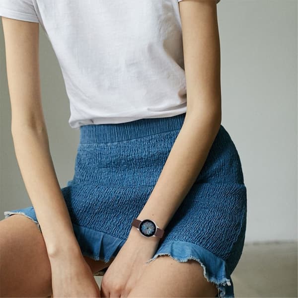Ticwatch C2 Onyx / Platinum / E nahkainen kellonhihna - Kahvi Brown