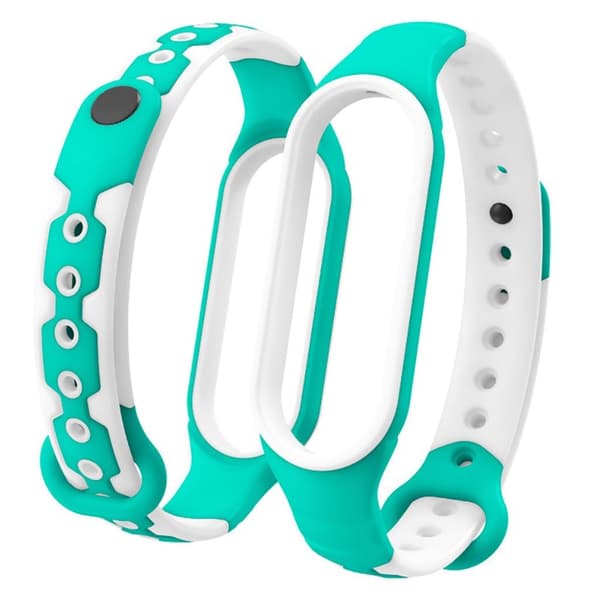 Xiaomi Mi Smart Band 6 tofarget klokkerem i silikon - Grønn / Hvit Multicolor