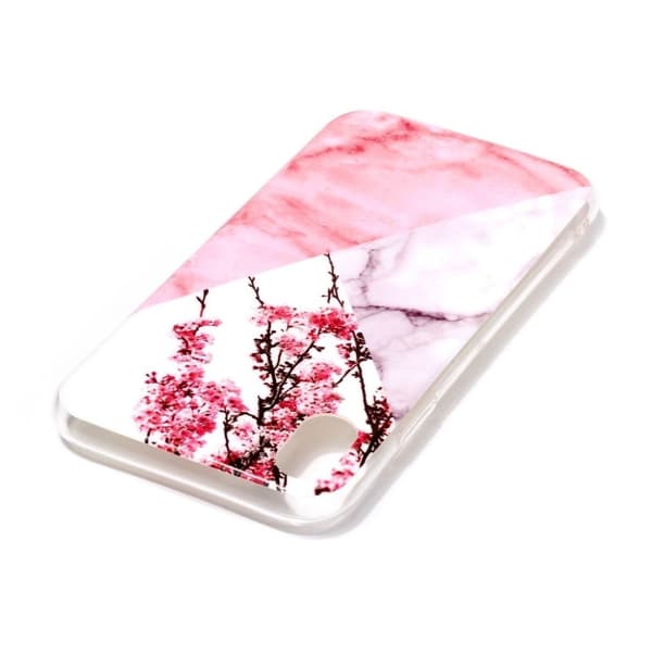 Marmormotiv iPhone Xr skal - Vit/Rosa Marmor Och Blommor multifärg