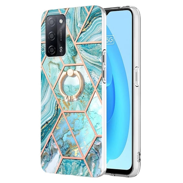 Marble Patterned Suojakuori With Ring Holder For Oppo A54s / A55 / A53s 5g / A16 - Sininen Blue