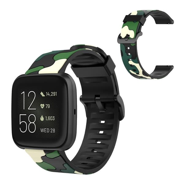 Fitbit Versa 2 / Lite camouflage silikonikellonauha - Vaaleanvihreä Green