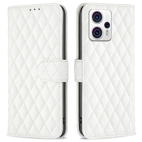 Matt Motorola Moto G23 / Motorola Moto G13 / Motorola Moto G53 fodral med rombmönster - Vit Vit