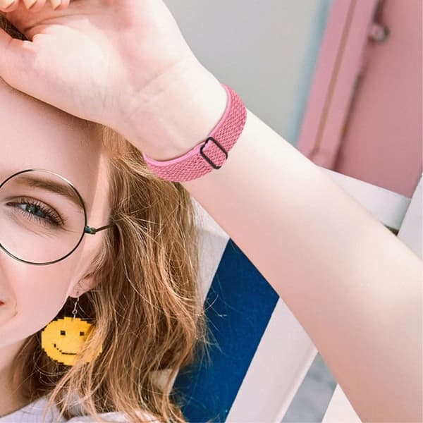 Fitbit Sense / Versa 3 elastisk urrem med justerbart spænde - Lyserød Pink