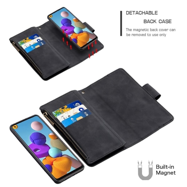 Premium Pung Samsung Galaxy A21s Flip Etui - Sort Black