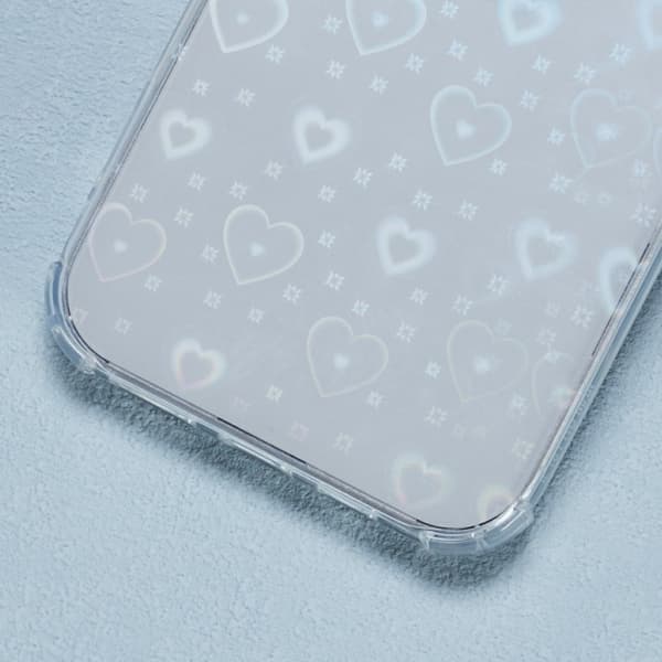 iPhone 16 Pro Max Fodral Stötsäkert flexibelt mobilskal med kortpapper - Kärlekshjärta Silvergrå