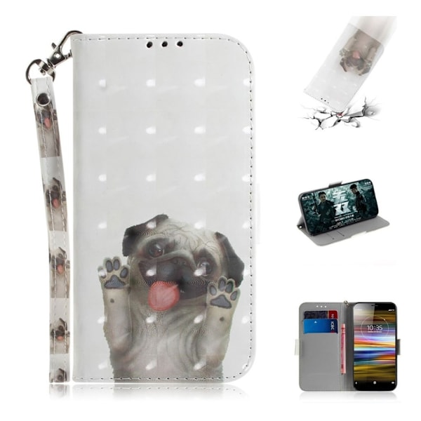Sony Xperia L3 mønstret læderetui - Hund der Vinker Multicolor
