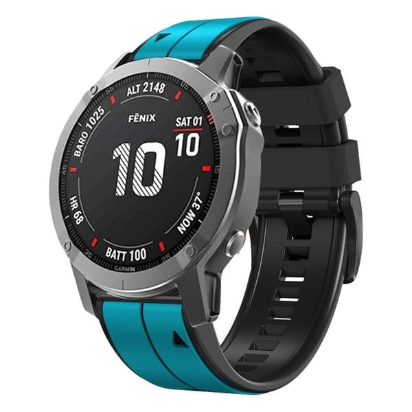 26 mm dobbeltfarvet silikoneurrem til Garmin-ur - Himmelblå / Sort Blue