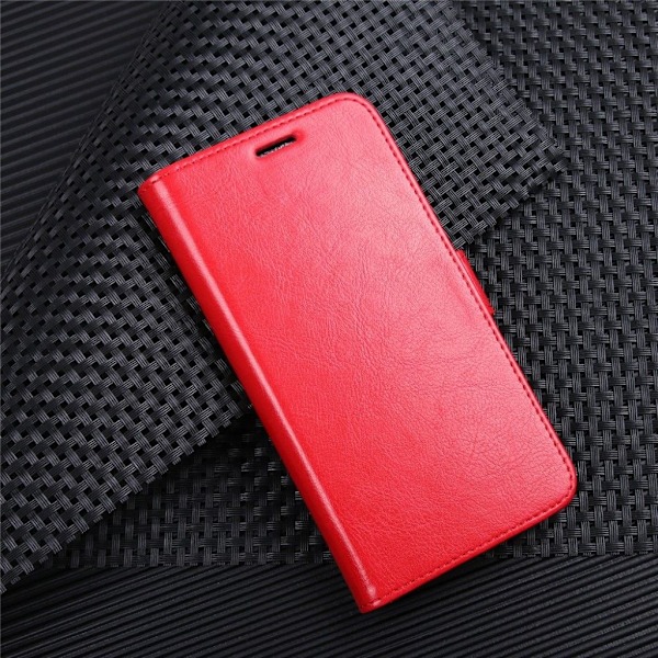 Crazy Horse Sony Xperia XZ2 Compact PU læder flip etui - Rød Red