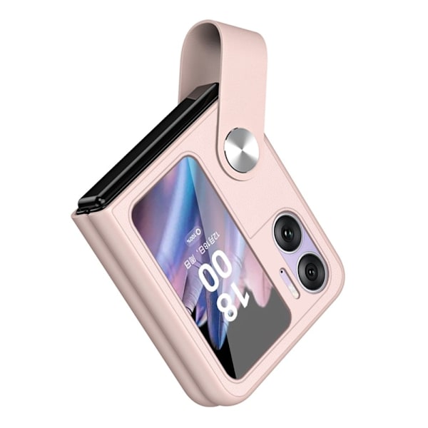 Oppo Find N2 Flip läderfodral med fingerrem - Rosa Rosa